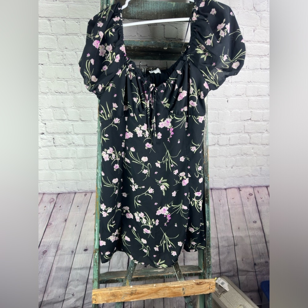 BP black floral shirt dress XL